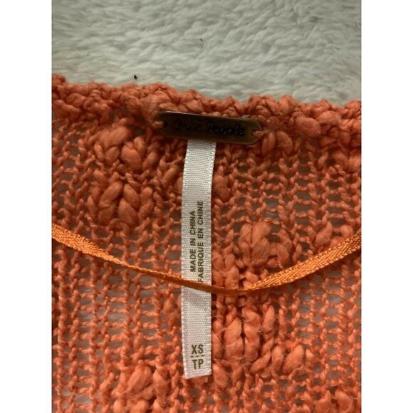 Free People XS Slub Knit Sweater Striped Coral - Picture 9 of 10